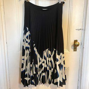 H&M Studio Graphic Graffiti Print Midi Pleated Skirt - Navy & White